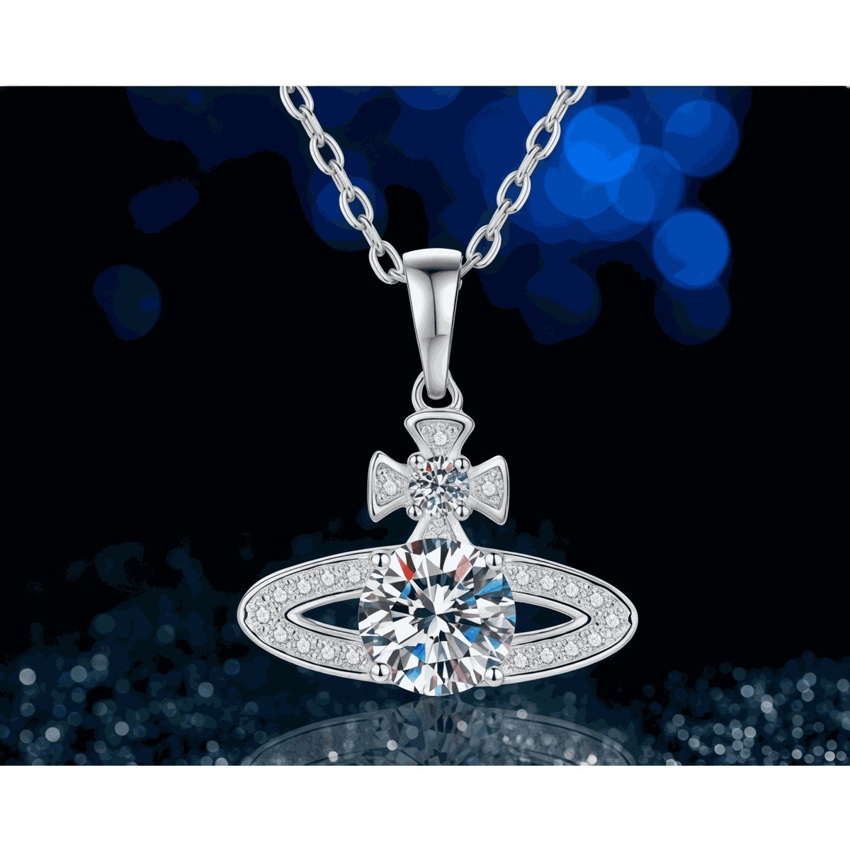 Saturn Orbit Necklace - 1ct DEW - LEONREN Jewelry
