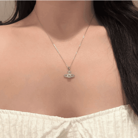 Saturn Orbit Necklace - 1ct DEW - LEONREN Jewelry