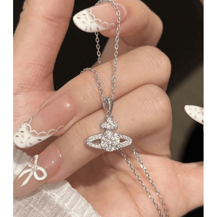 Saturn Orbit Necklace - 1ct DEW - LEONREN Jewelry