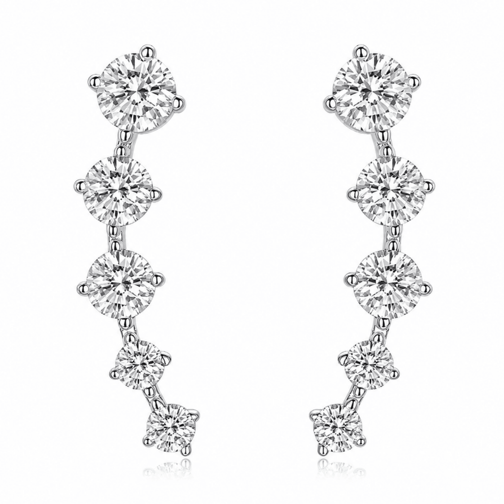 Smile Curve Moissanite Ear Climbers - LEONREN Jewelry