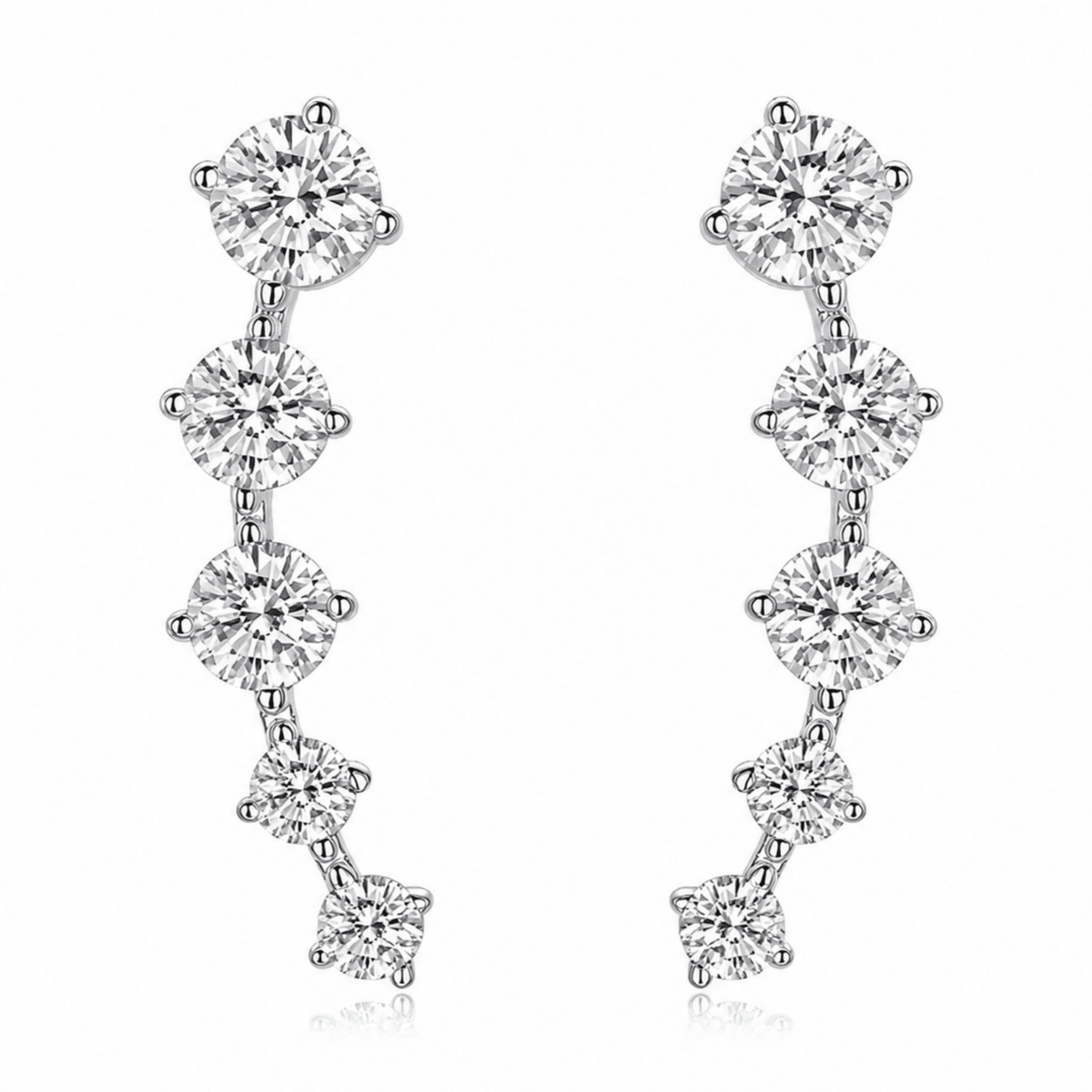 Smile Curve Moissanite Ear Climbers - LEONREN Jewelry