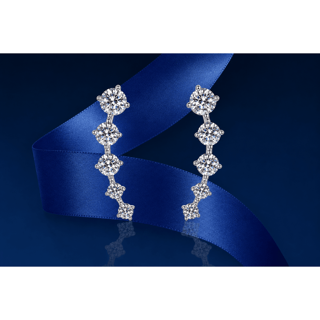 Smile Curve Moissanite Ear Climbers - LEONREN Jewelry