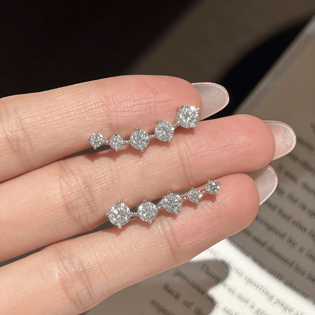 Smile Curve Moissanite Ear Climbers - LEONREN Jewelry