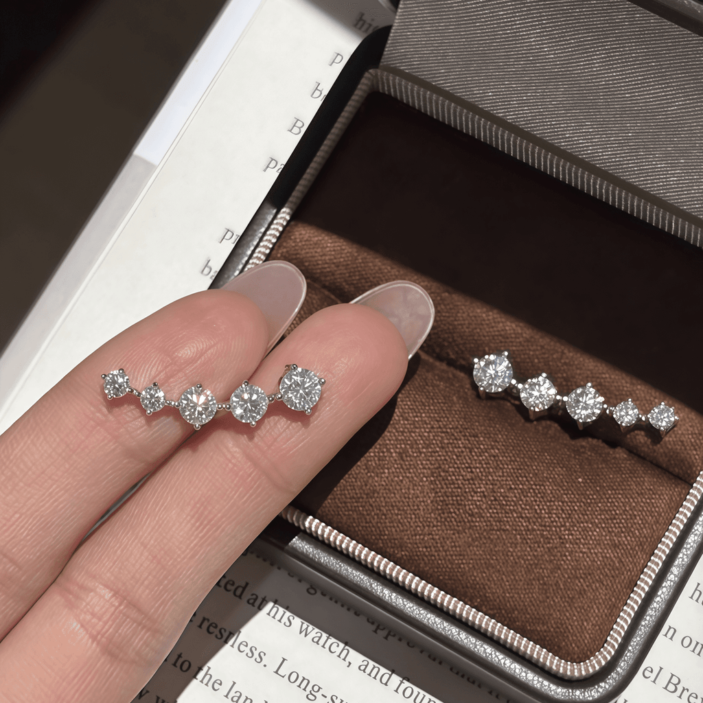 Smile Curve Moissanite Ear Climbers - LEONREN Jewelry