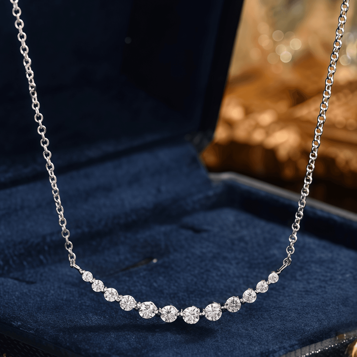 Smile Moissanite Necklace - 12 Stones - LEONREN Jewelry