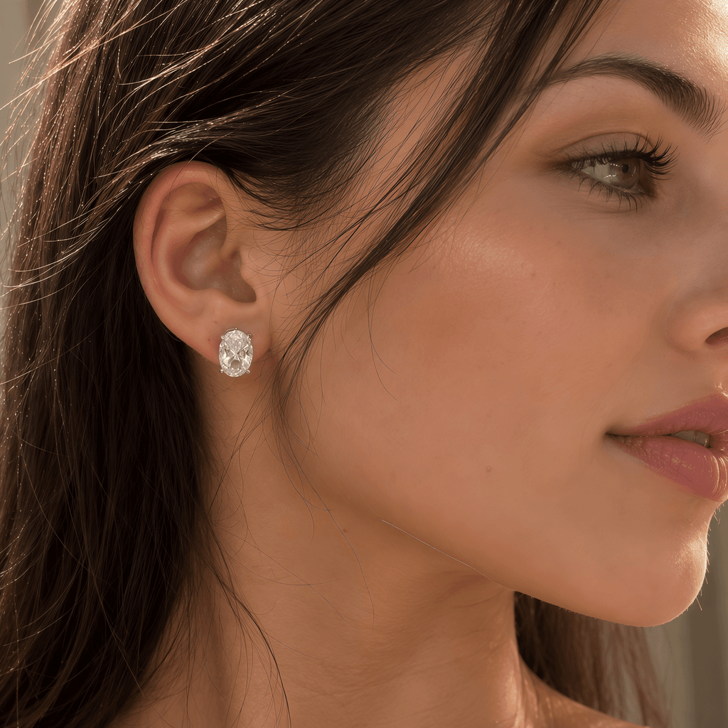 Smile Oval Moissanite Studs - LEONREN Jewelry