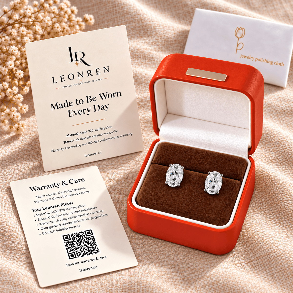 Smile Oval Moissanite Studs - LEONREN Jewelry
