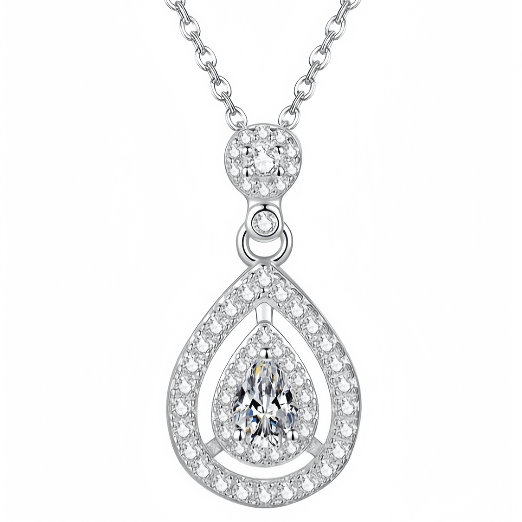 Teardrop Moissanite Pendant Necklace - LEONREN Jewelry
