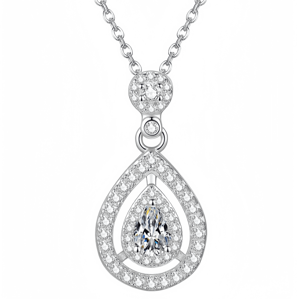 Teardrop Moissanite Pendant Necklace - LEONREN Jewelry