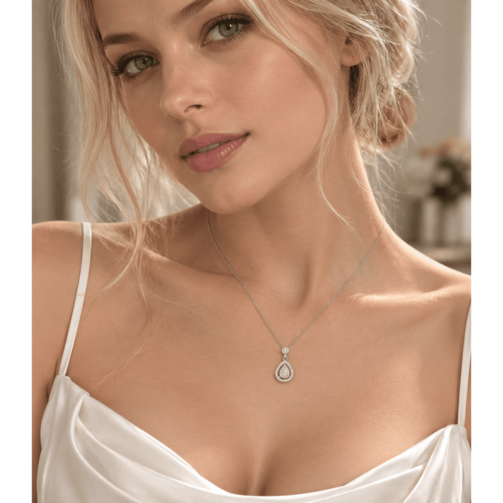 Teardrop Moissanite Pendant Necklace - LEONREN Jewelry