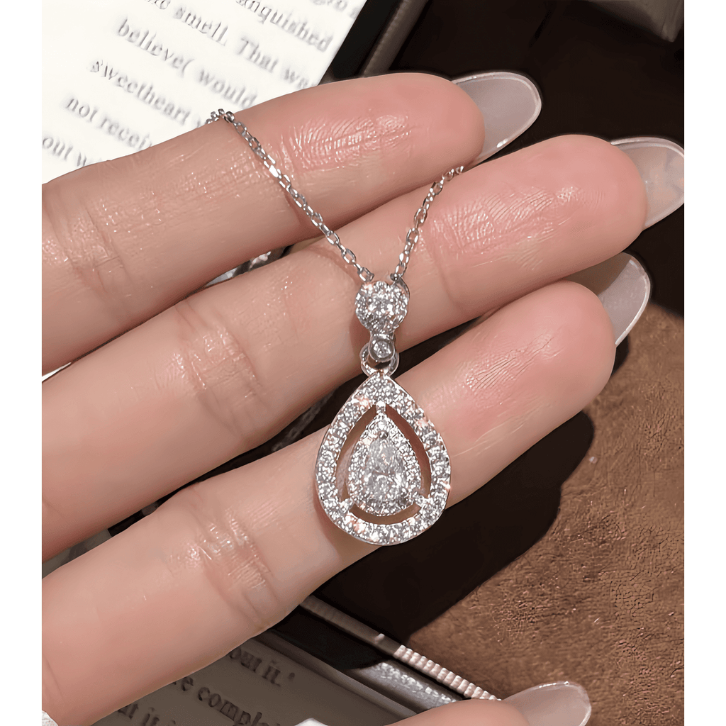 Teardrop Moissanite Pendant Necklace - LEONREN Jewelry