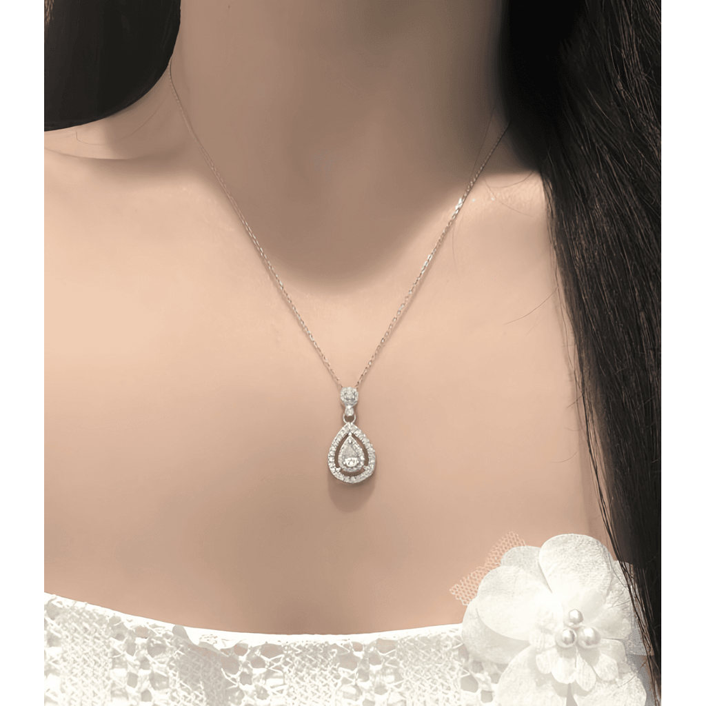 Teardrop Moissanite Pendant Necklace - LEONREN Jewelry