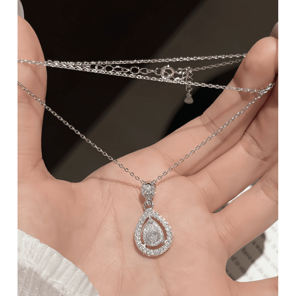 Teardrop Moissanite Pendant Necklace - LEONREN Jewelry