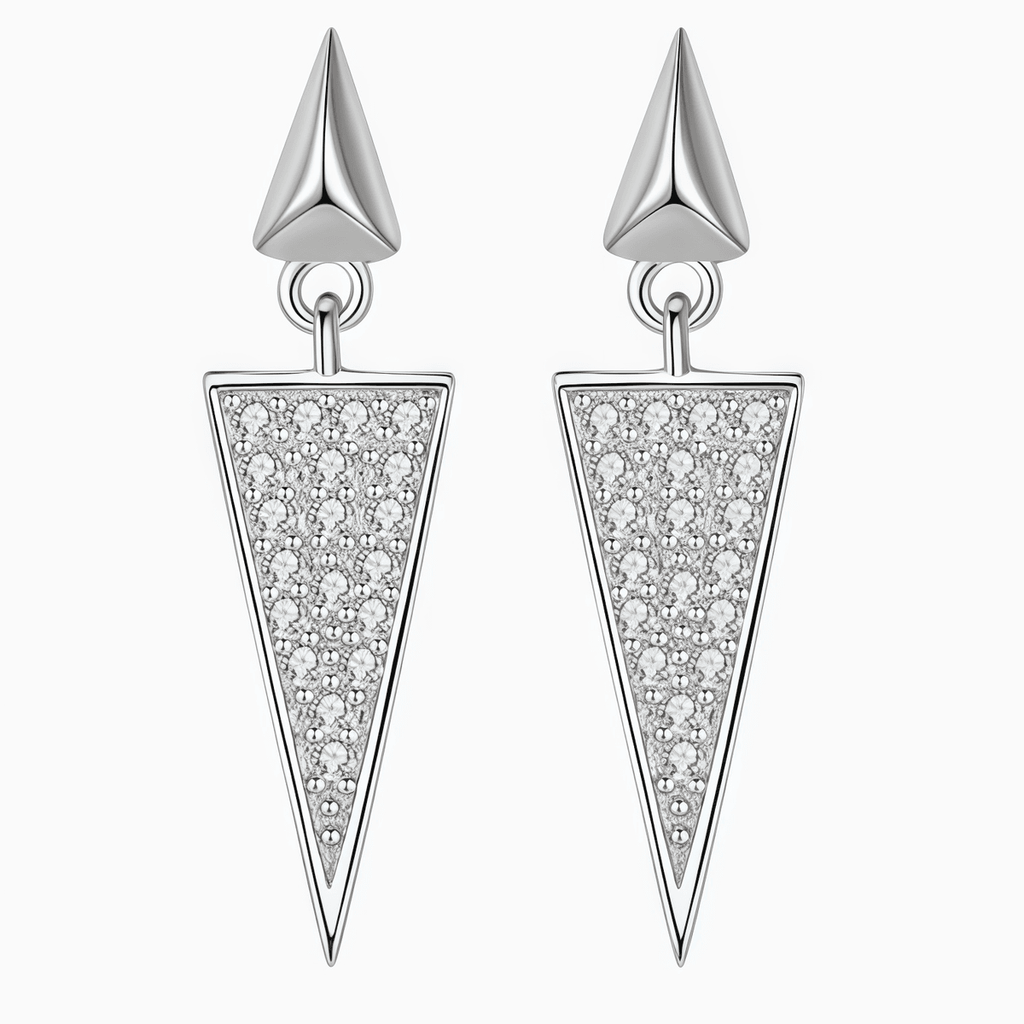 Triangle Pavé Drop Earrings - LEONREN Jewelry