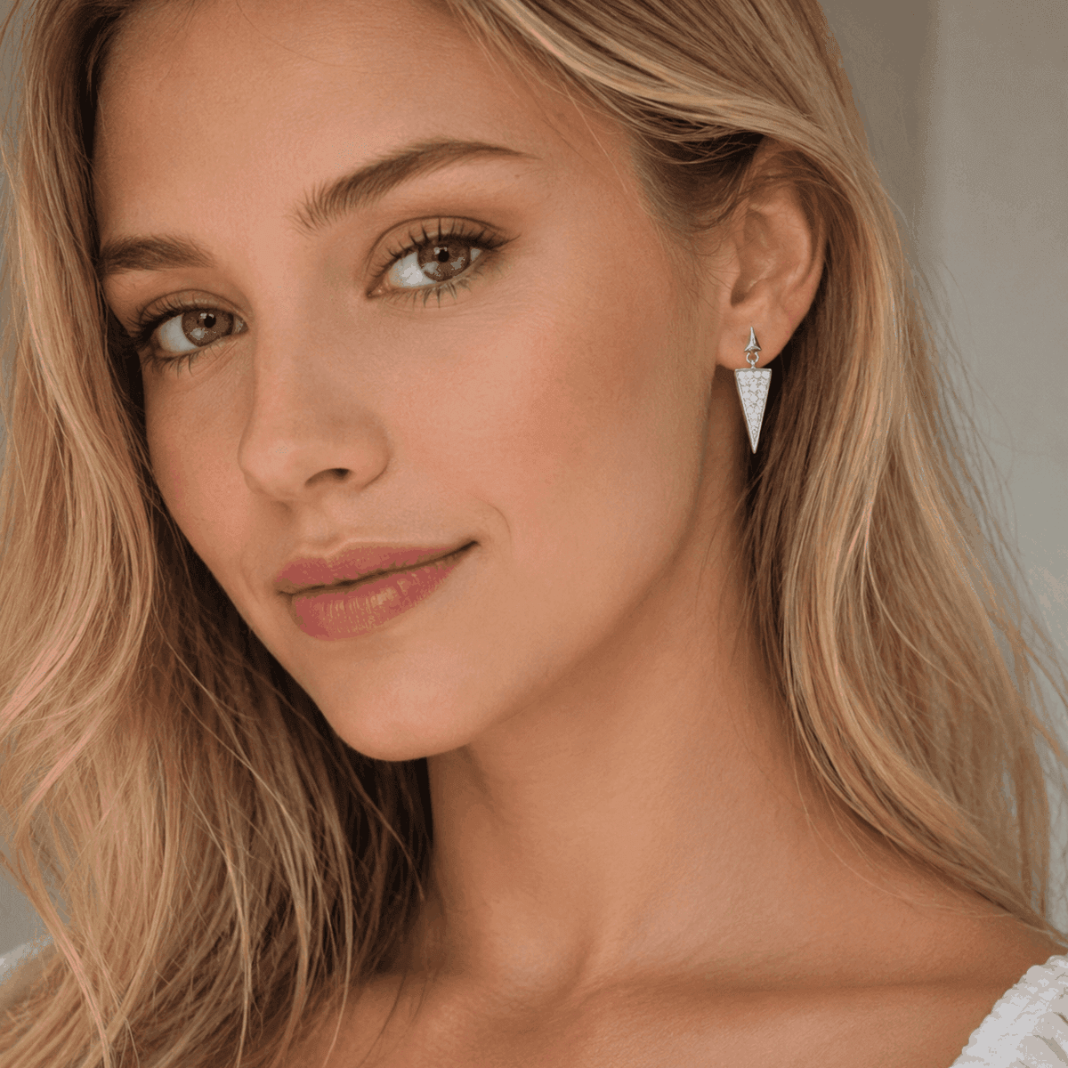 Triangle Pavé Drop Earrings - LEONREN Jewelry