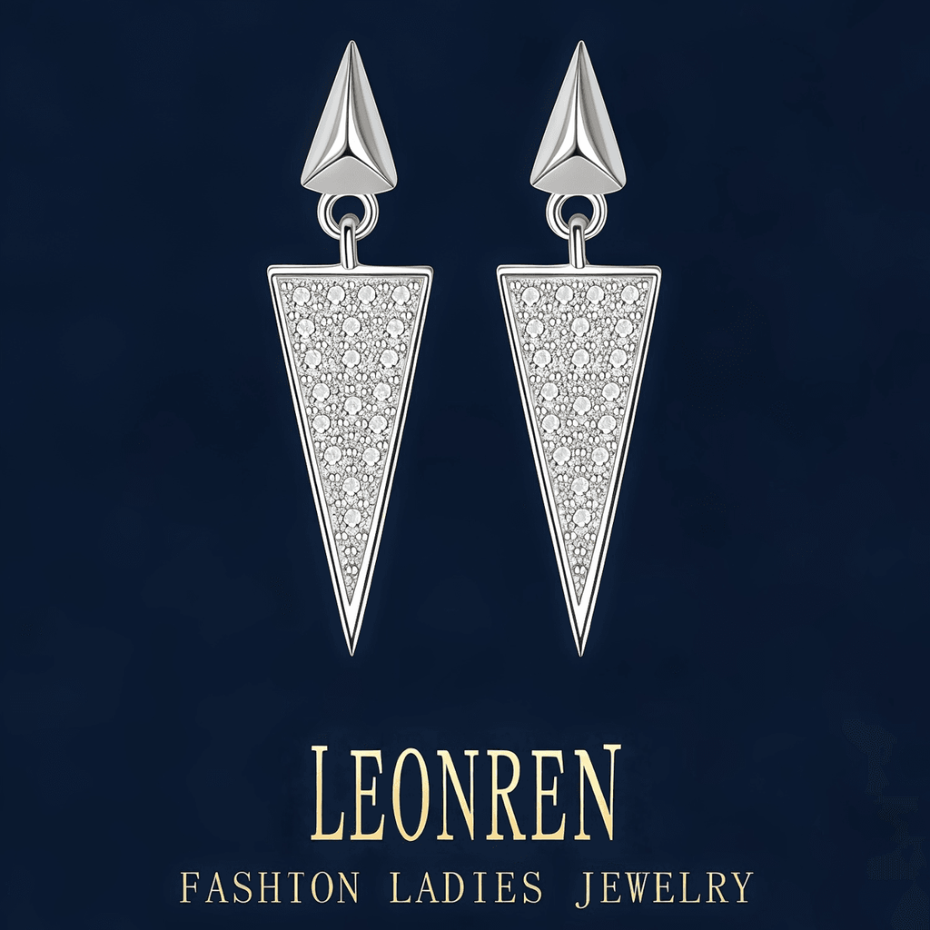 Triangle Pavé Drop Earrings - LEONREN Jewelry