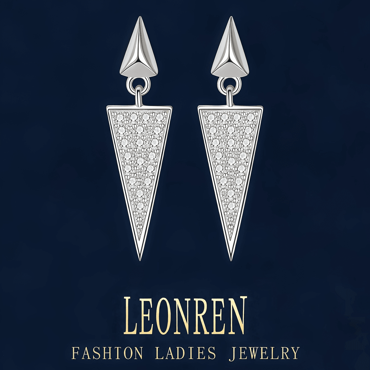 Triangle Pavé Drop Earrings - LEONREN Jewelry
