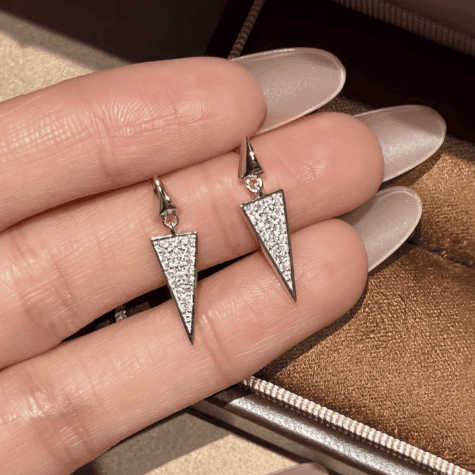Triangle Pavé Drop Earrings - LEONREN Jewelry
