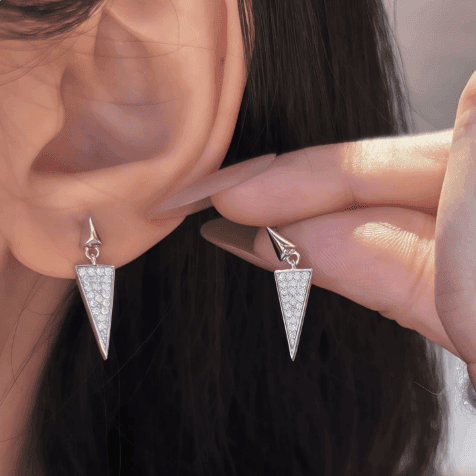 Triangle Pavé Drop Earrings - LEONREN Jewelry