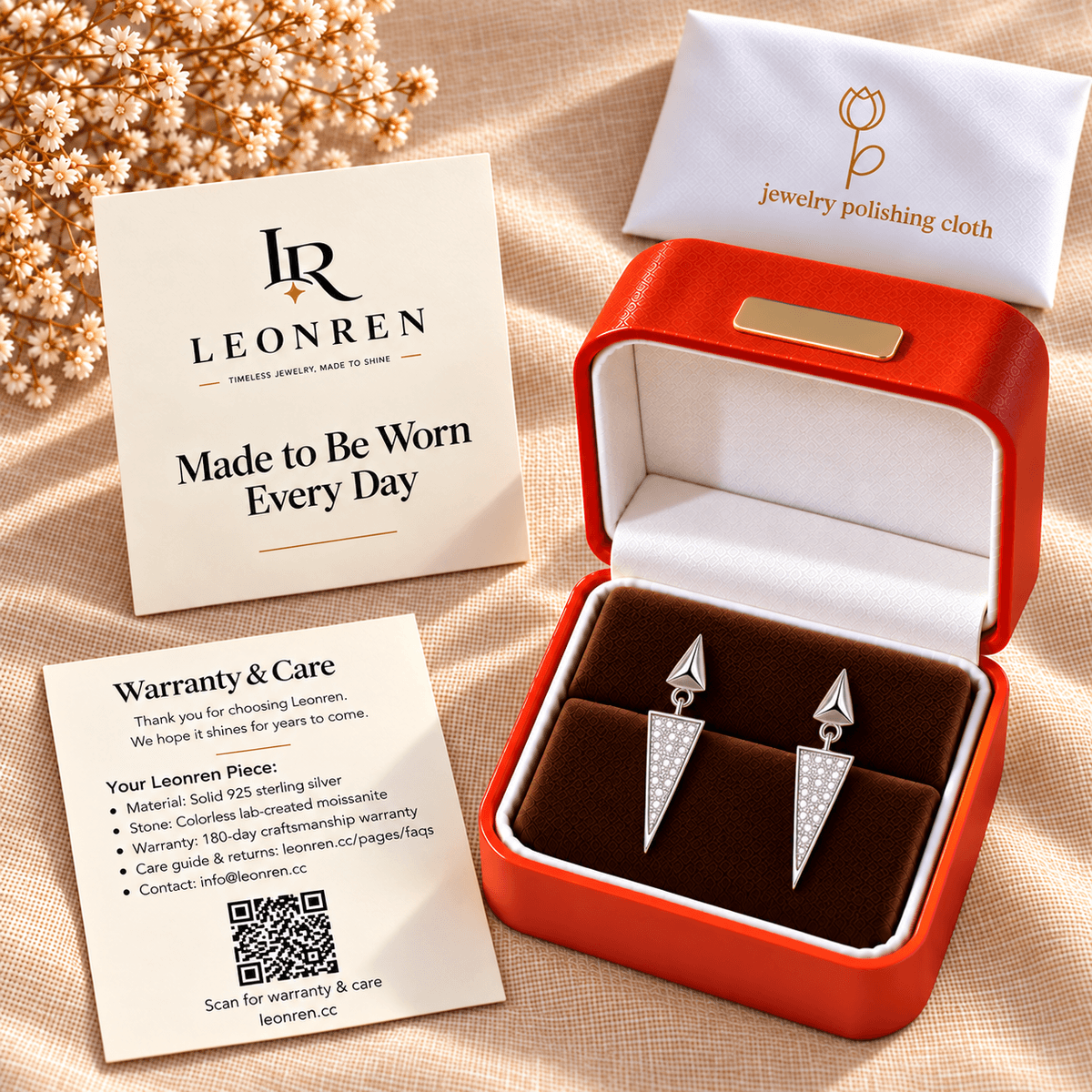 Triangle Pavé Drop Earrings - LEONREN Jewelry